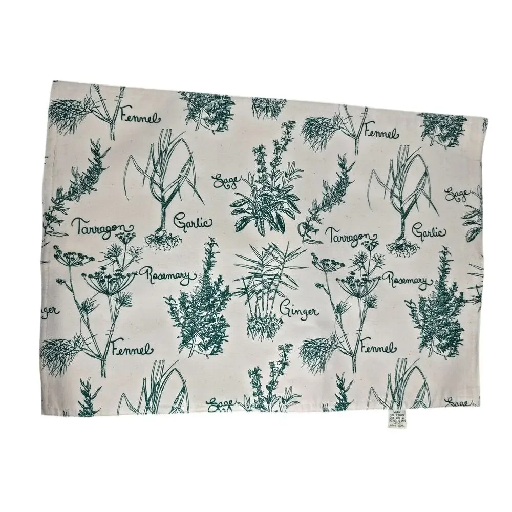 Vintage 1993 Kismet Cotton Placemats Set of 4 Botanical Herb Garden Cottagecore